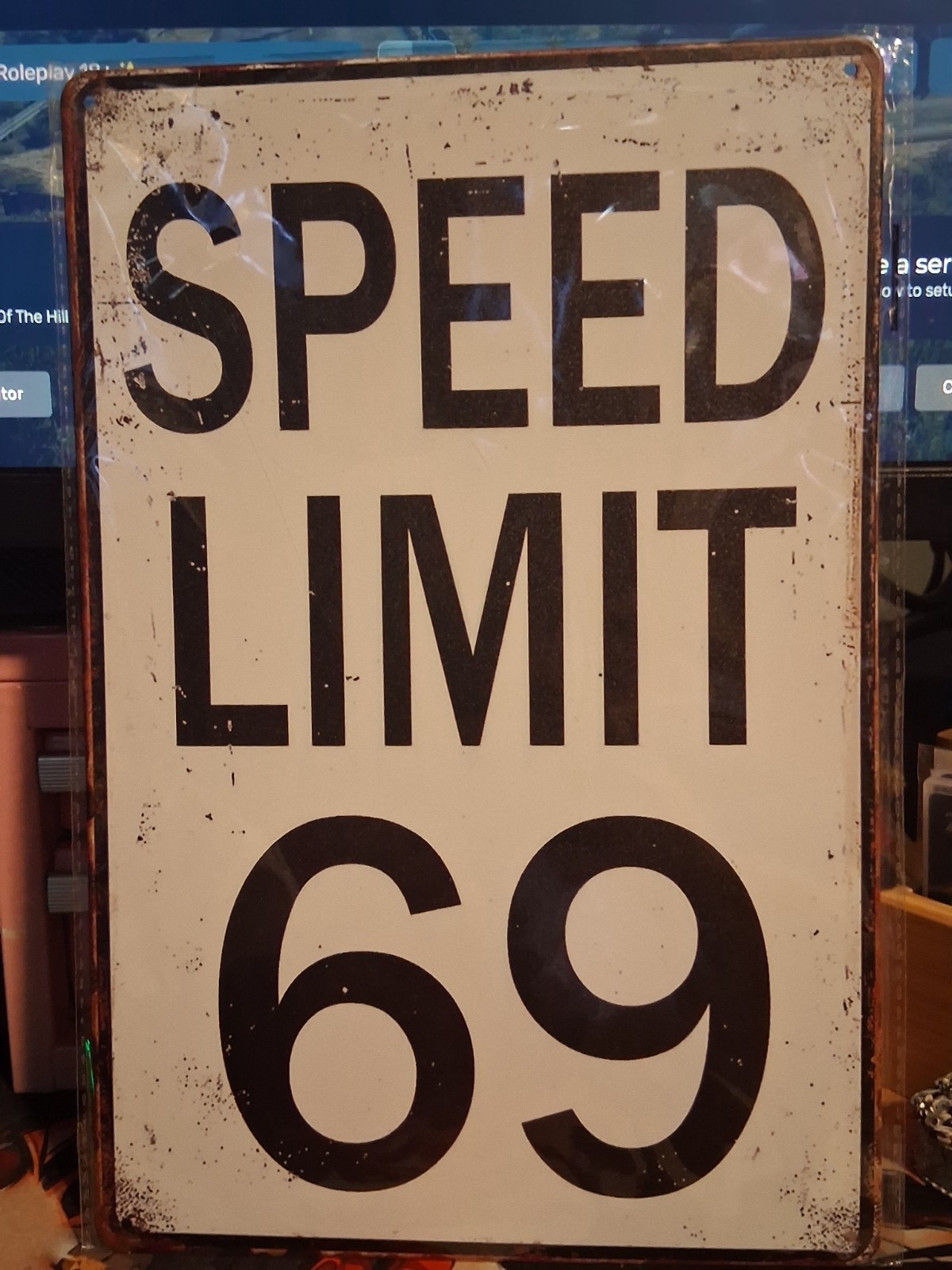 "Speed Limit 69" Humorous Novelty Decor, Tin Metal Wall Sign 12x8 In gallery