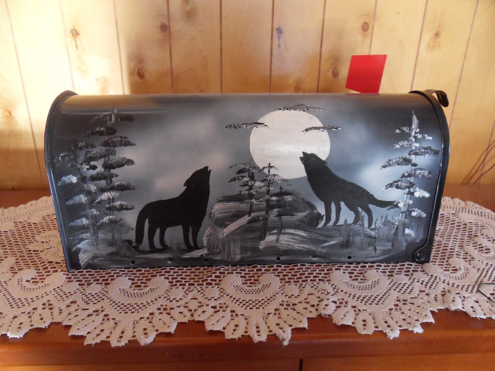 wolf wolves hand painted Mailbox USPS standard size gallery