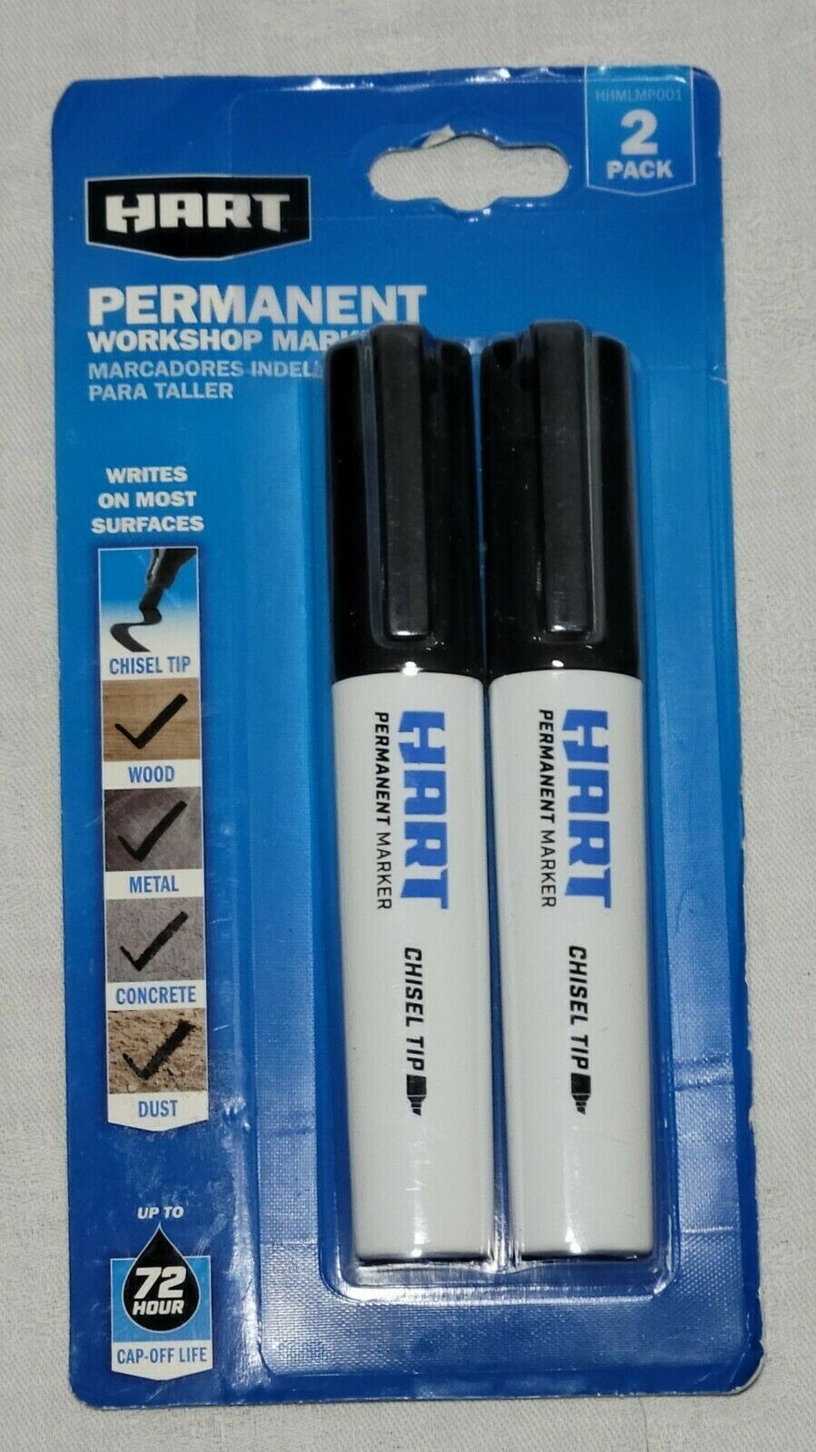 NEW Hart Permanent Workshop Chisel Tip Marker Wood Dust Metal Concrete - 2 Pack gallery