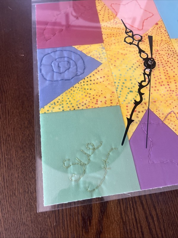 Handmade Quilted Wall Clock - Works - “Sue 2019” - Works Battery Not Included gallery