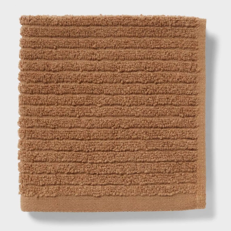 4pk Quick Dry Ribbed Hand/Wash Towel Set Light Brown gallery