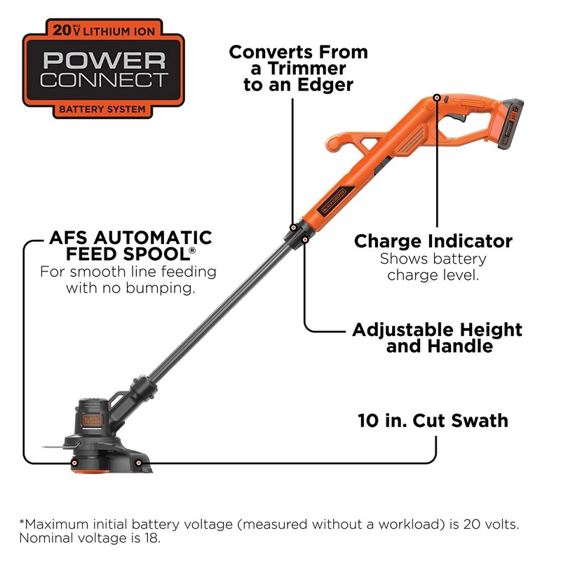 BLACK+DECKER 20V MAX* String Trimmer/Edger Kit, 10-Inch - LST201 gallery