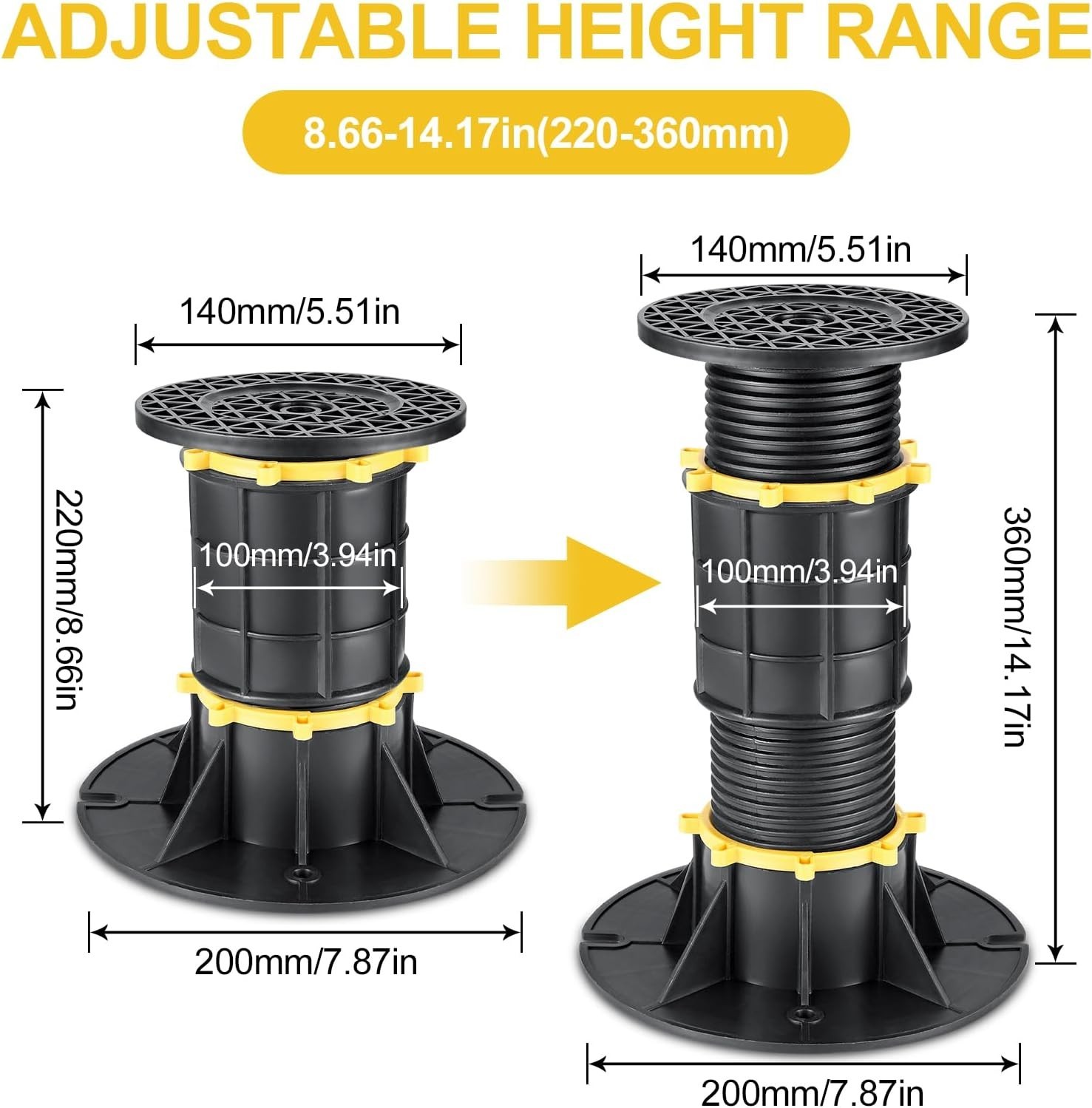 4 Pcs Adjustable Height Bed Support Legs 8.5-14.17 inch gallery