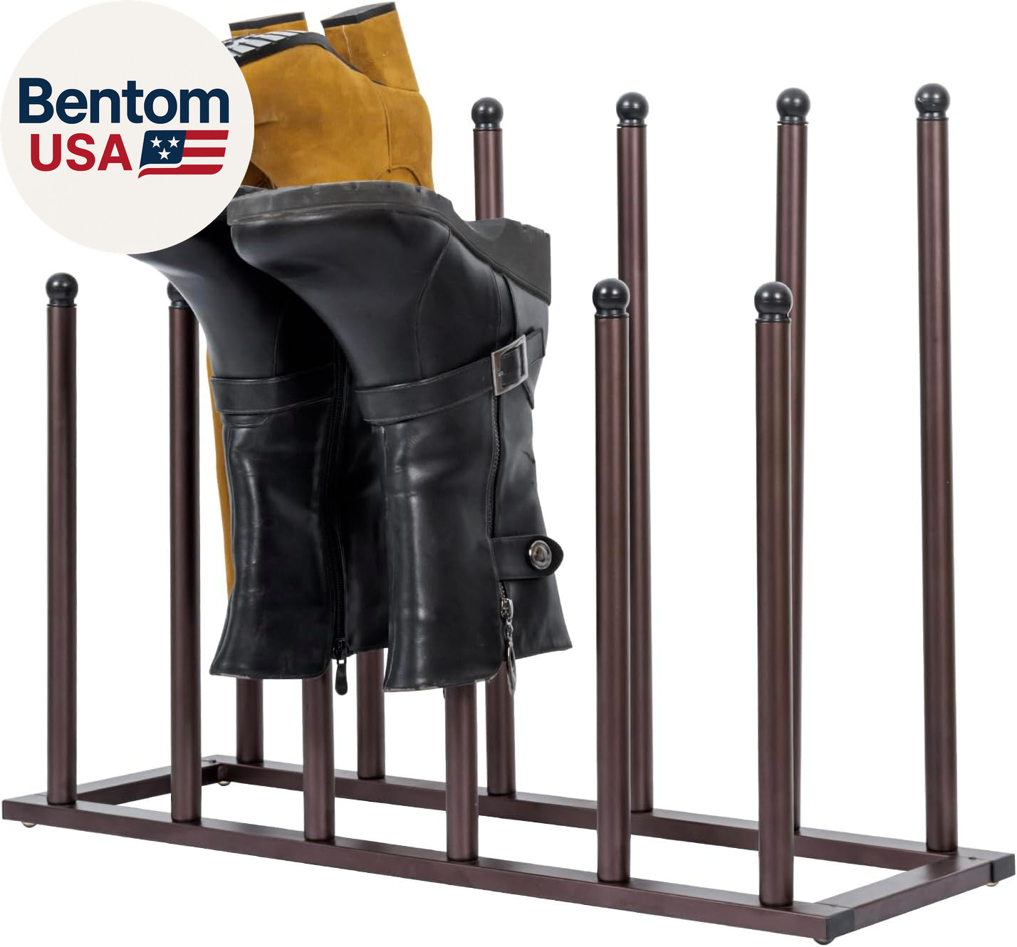 Bronze Tone Metal Freestanding Boot Rack, Shoe Rack for Mens Womens Cowboy Boots gallery