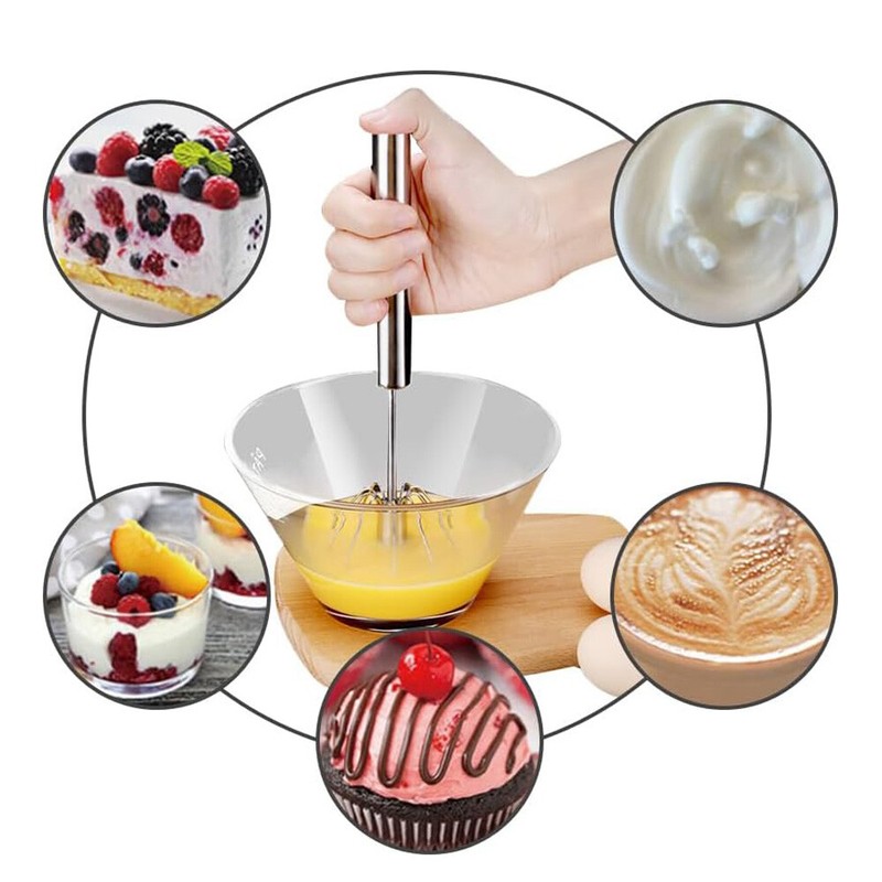 Semi-Automatic Egg Whisk Hand Push Egg Beater Stainless Steel Blender Mixer Whis gallery