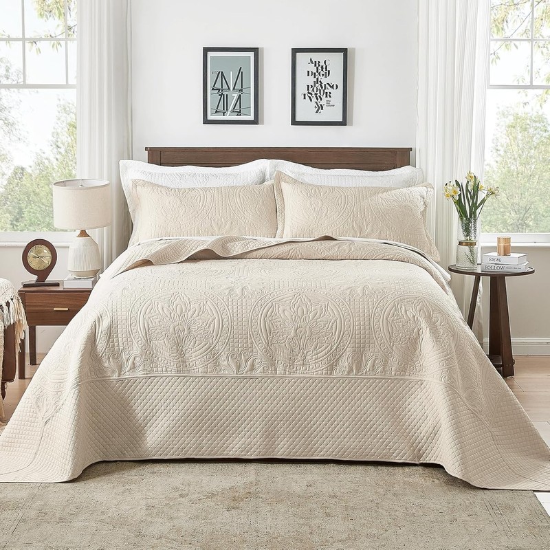 Oversized King Bedspread 132x 120, Extra Wide Alaska King Bedspread, 3 Piece ... gallery