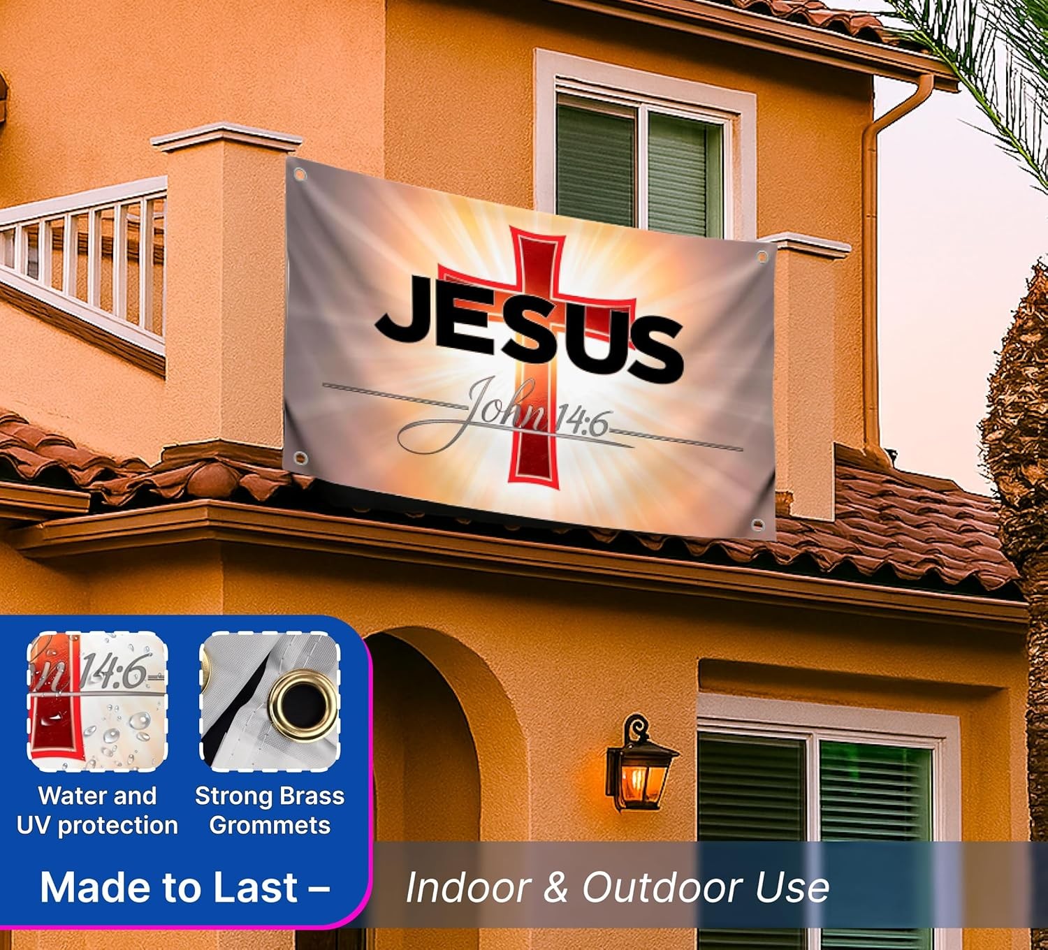 3X5 Feet Christian Polyester Flag "Jesus John 14:6" with 4 Brass Grommets - Khri gallery