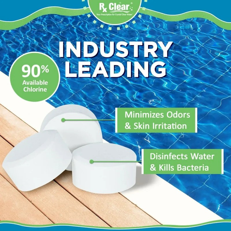 Rx Clear 1 Inch 99% Trichloro Stabilized Swimming Pool Chlorine Tablets - 15 lbs gallery