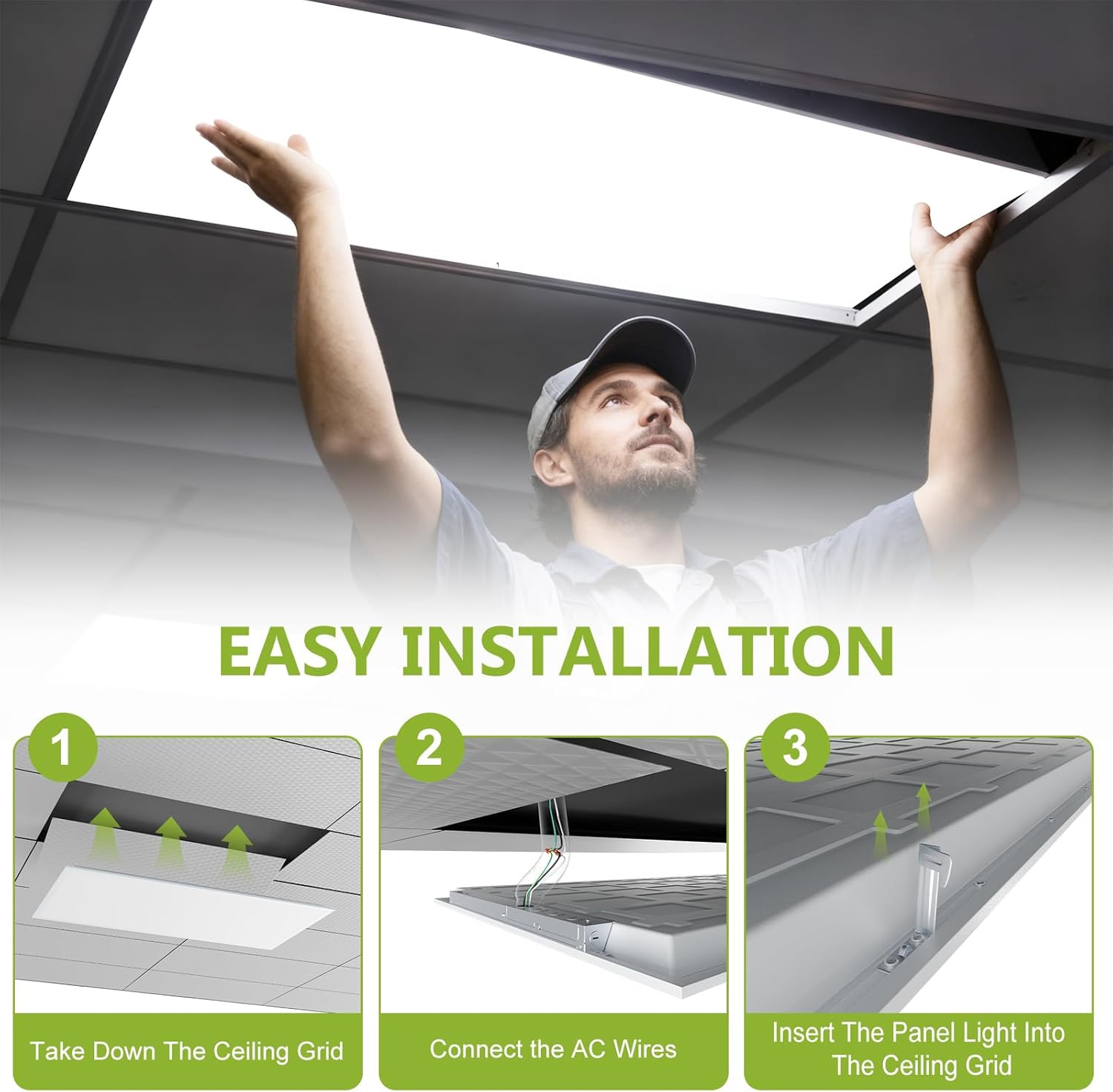 2 Pack 1X4 LED Flat Panel Light Drop Ceiling Light Fixture, 5200LM, 5CCT LED Dro gallery
