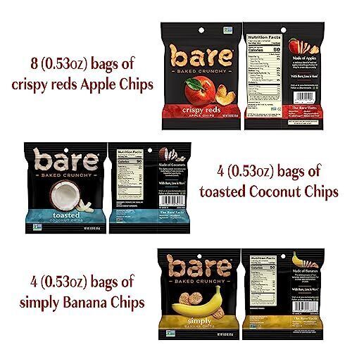 Bare Baked Crunchy Fruit Snack Pack, Gluten Free, Apples, Bananas, and Coconut gallery