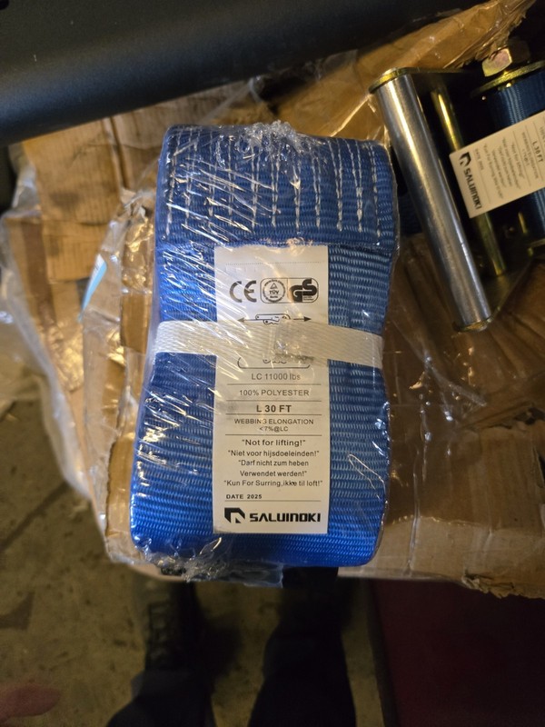 SALUINOKI Blue Polyester Tie Down Strap 5500 lbs WLL 30 ft x 4in 11000 lbs BS gallery