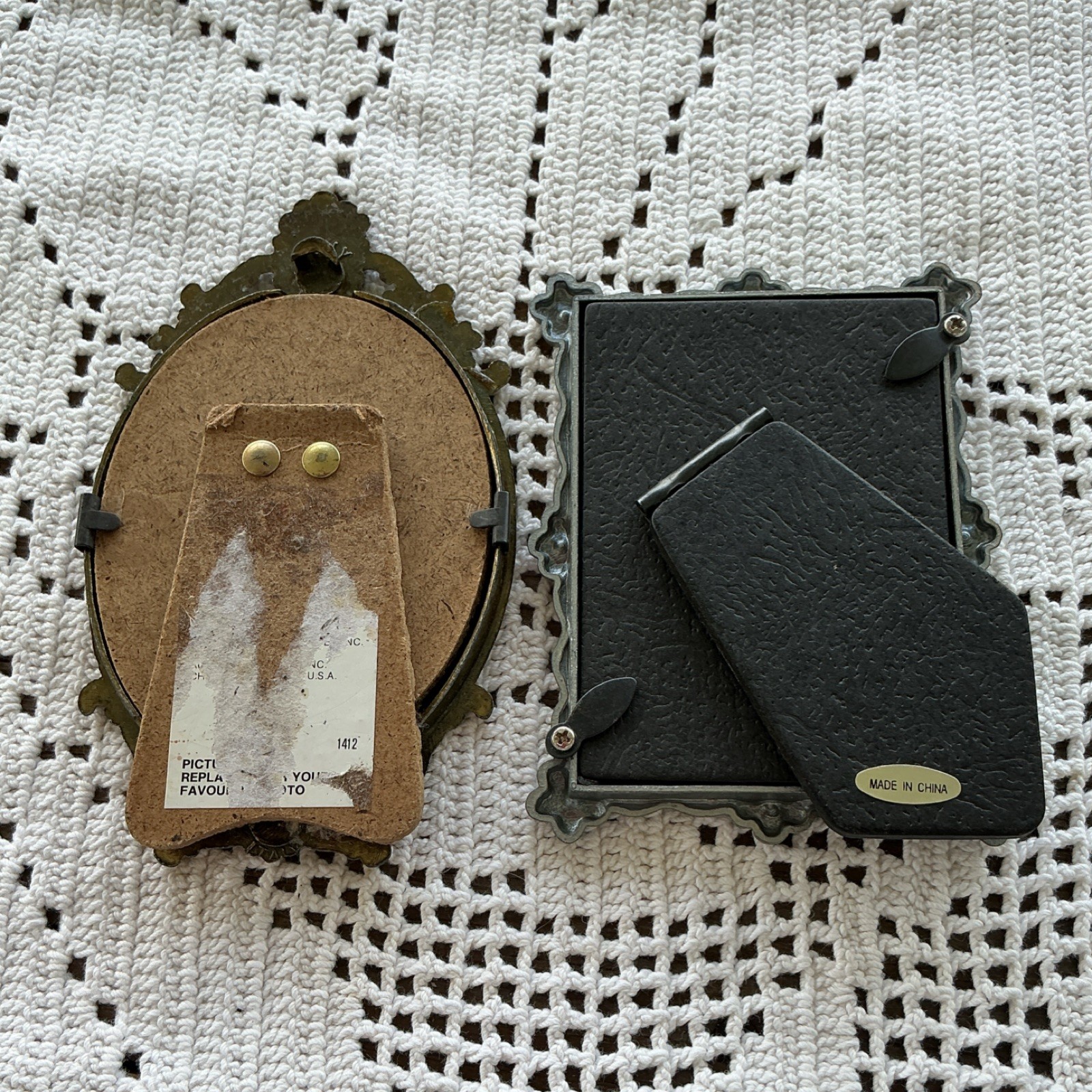 Ornate Metal Oval & Rectangle Mini Photo Frames Bronze Silver Floral Traditional gallery