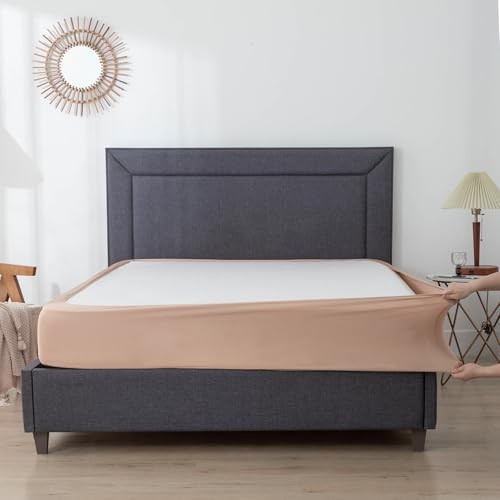 Box Spring Cover Size - Elastic Wrap Around 4 Sides Bed Skirt, with King Camel gallery