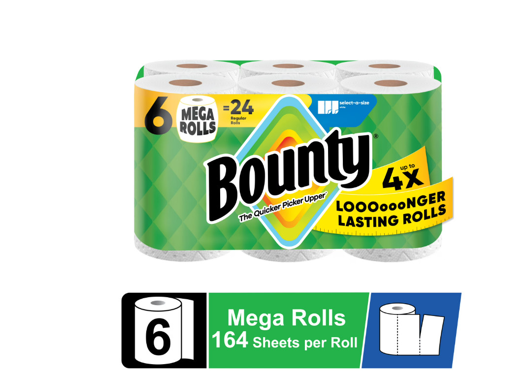 Bounty Paper Towels Select-A-Size White, 6 Mega Rolls gallery