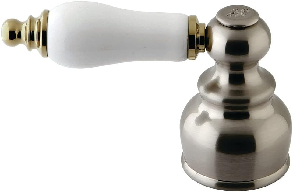 Ceramic and Oak Hot Side Handle For KB609B, Brushed Nickel/Polished Brass gallery