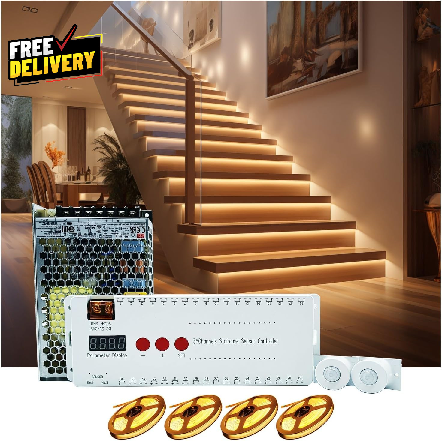 Stair Lights Motion Sensor Indoor, Smart Interior Led Step Lights 16 Stairs 40.. gallery