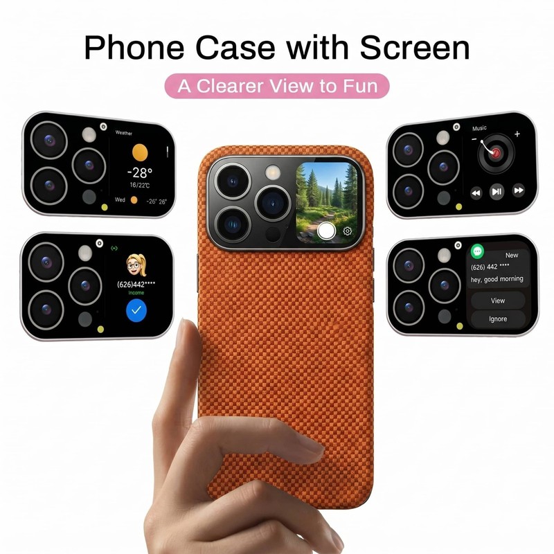 Smart OLED Phone Case Rear Display Camera Preview For iPhone 14 15 16 17