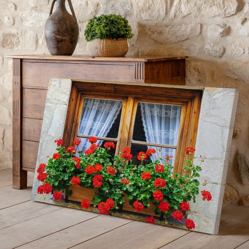 Wall Art Charming Rustic Window Framed In Rich Brown Wood, Showcasing A Delicate gallery