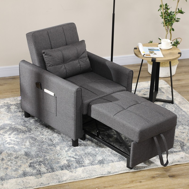 Folding Sofa Bed Pull Out Convertible Chair Bed w/ Adjustable Backrest Pillow gallery