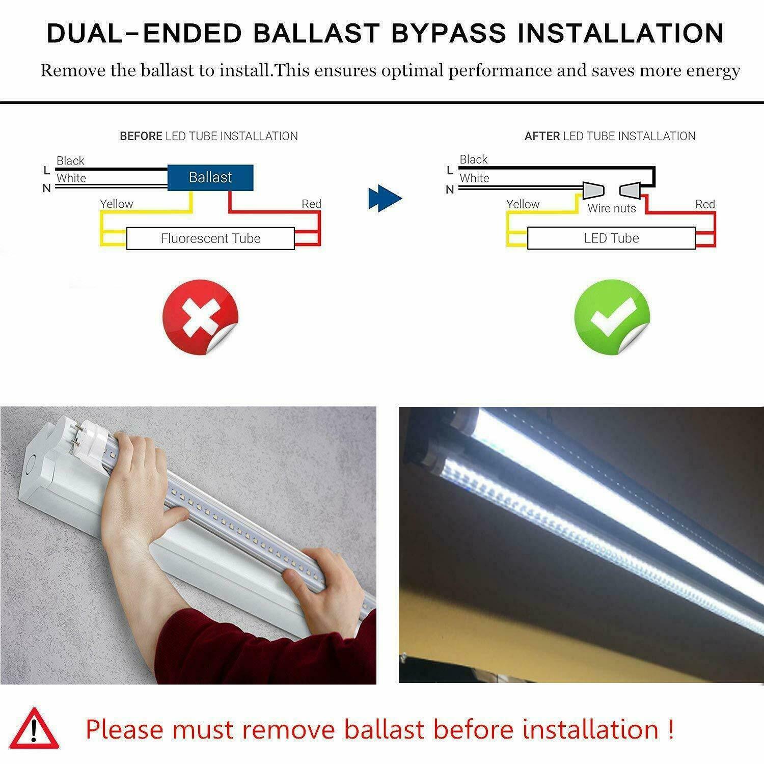 4 foot LED Tube T8 Double-end Fluorescent Replacement 22W 6000K Frosted 85-277V gallery