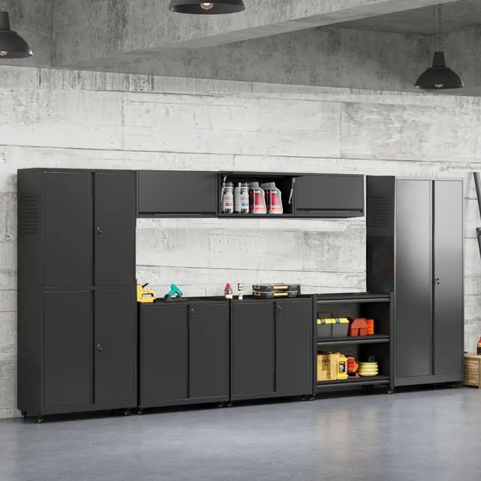 Garage Storage Cabinet System Rolling Tool Chest Tool Organizer Box Workshop Set gallery