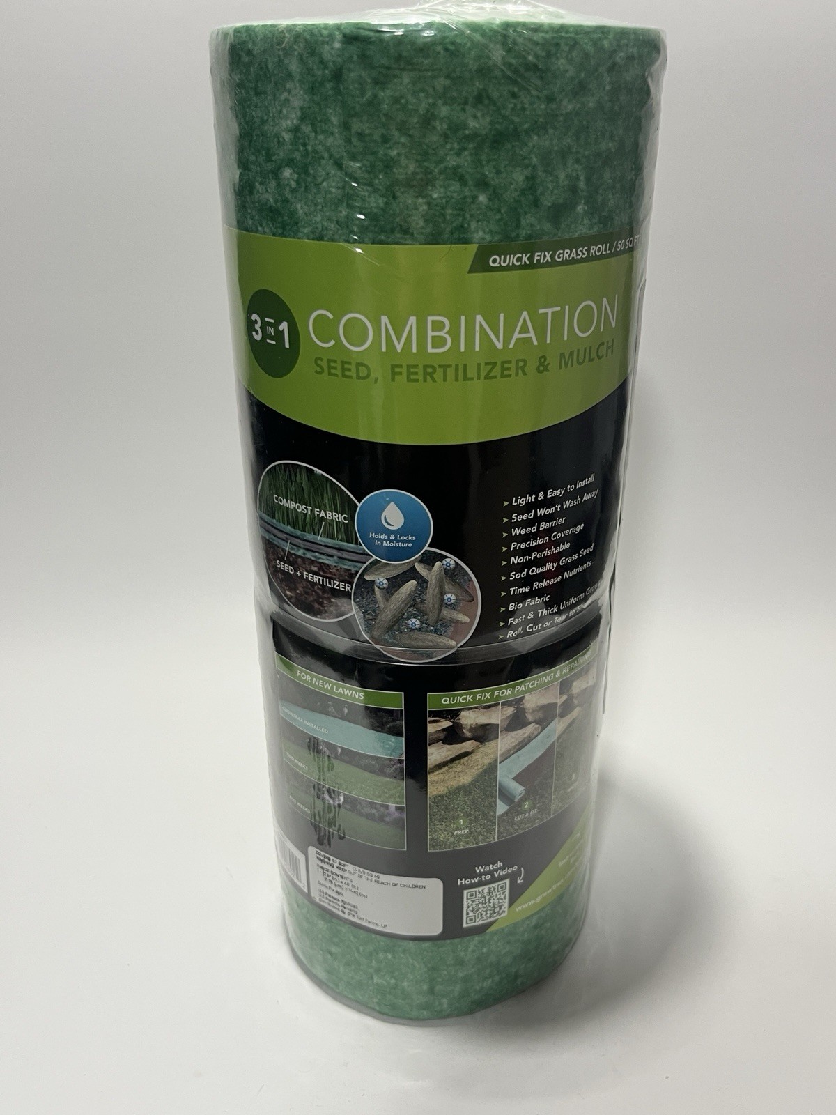 Growtrax Biodegradable Grass Seed Mat,Year Round Green-50 Sq Ft Quick Fix Rol gallery