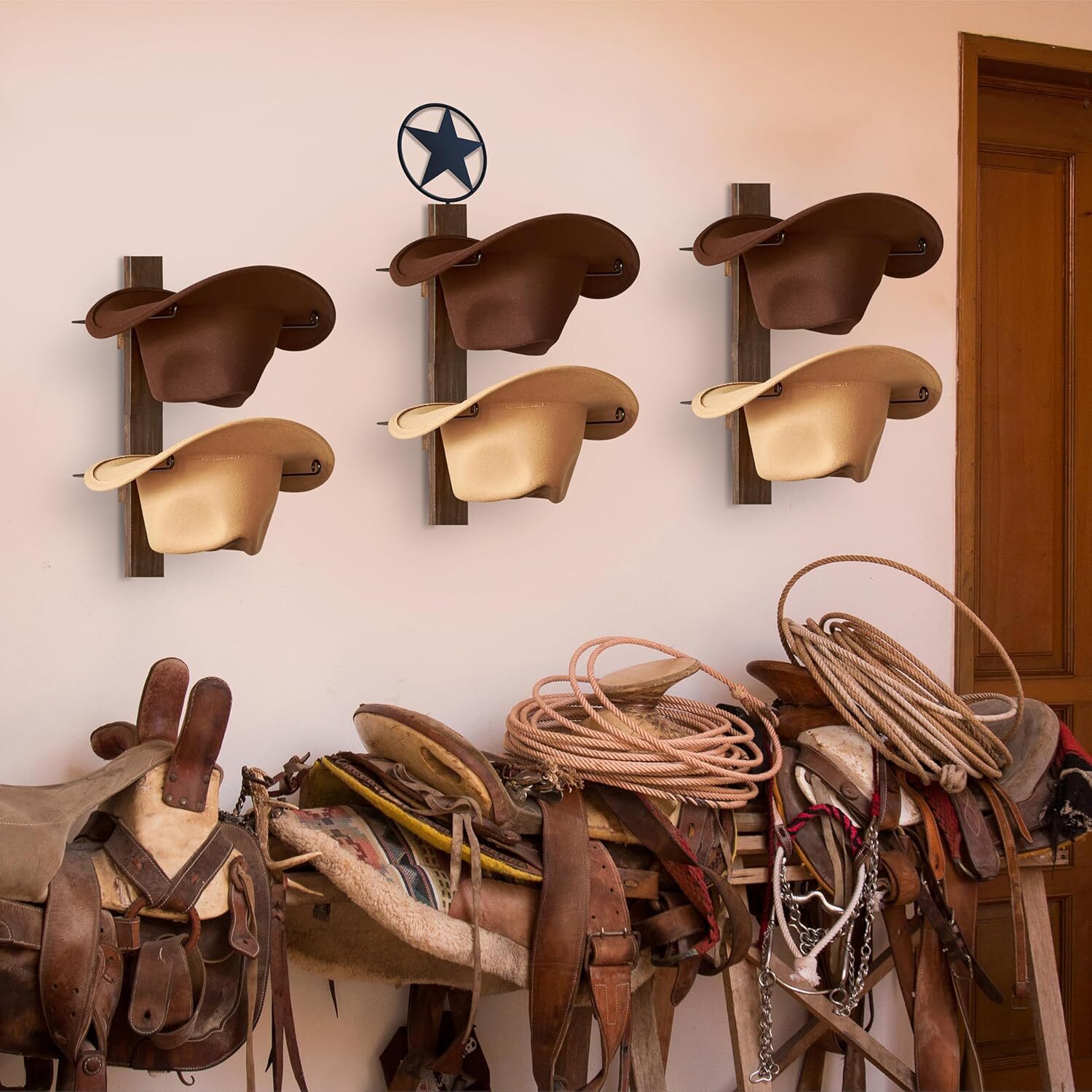 Cowboy Hat Rack Cowboy Hat Holder 6 Pieces Western Hat Rack For Wall With Natura gallery