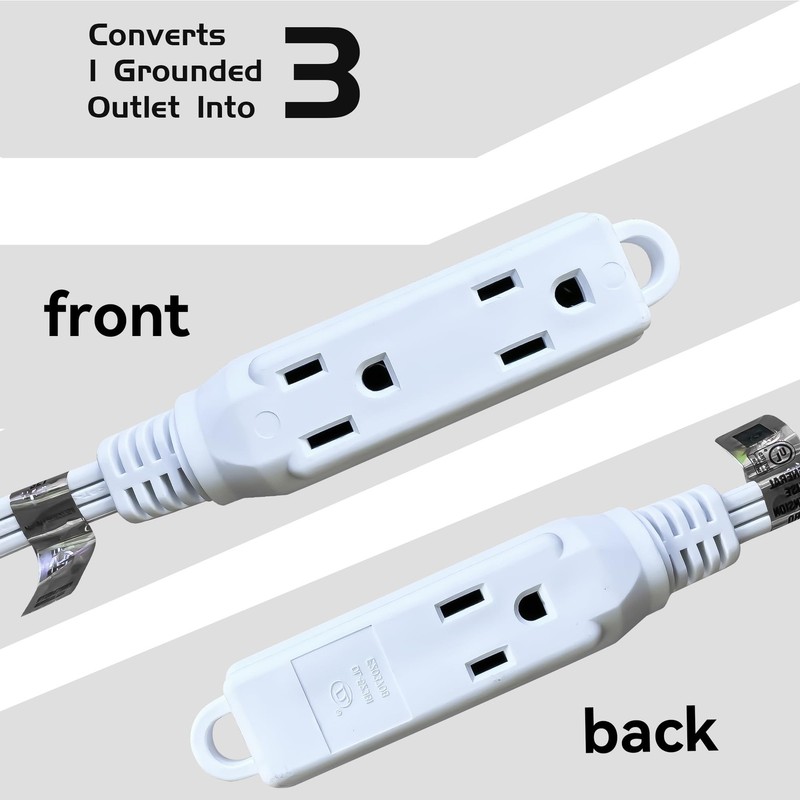 3-Outlets Flat Plug Extension Cord Outlet Extender, UL Certified, Indoor Exte... gallery