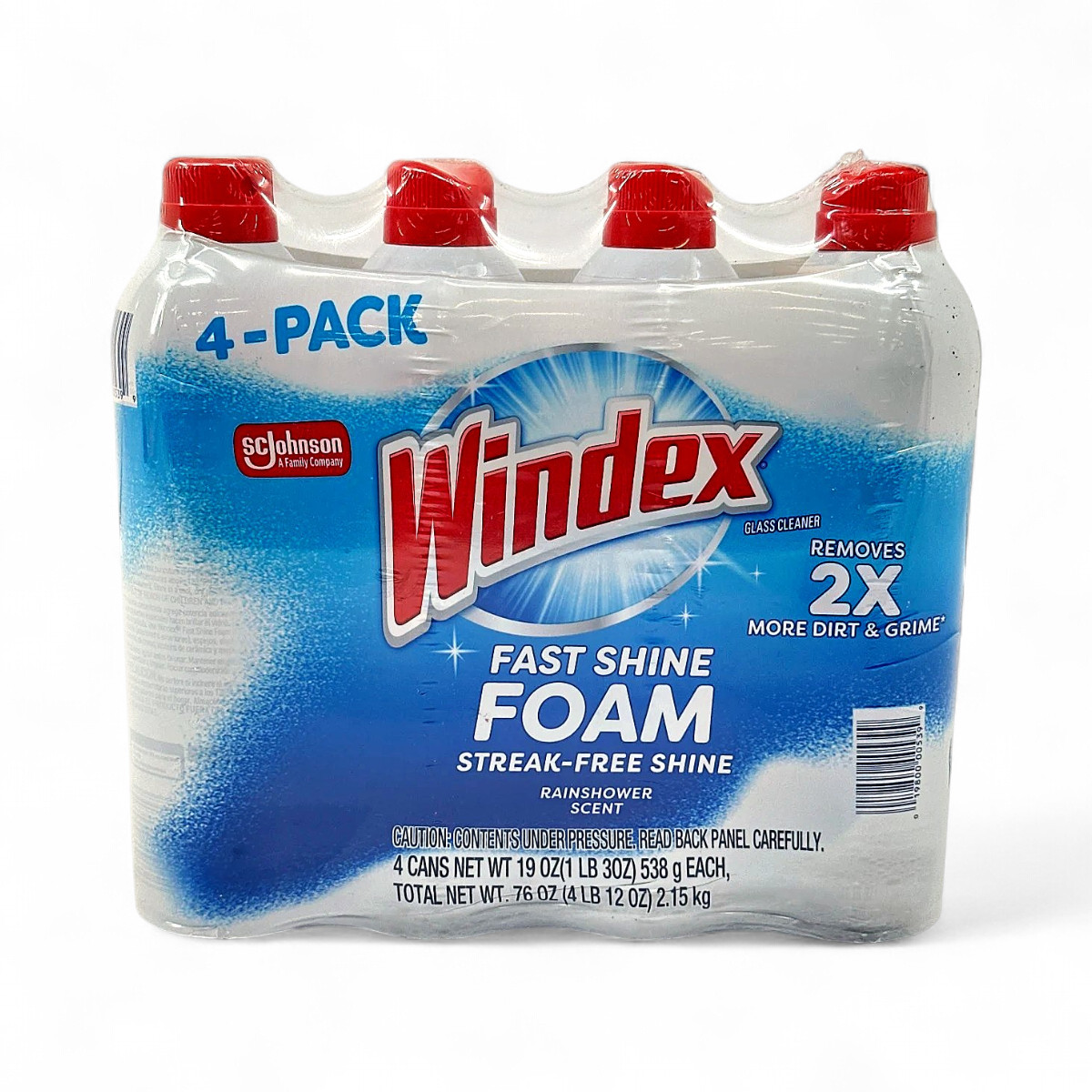 Windex Fast Shine Foam Glass Cleaner Streak Free - Rainshower Scent 19oz 4-Pack gallery