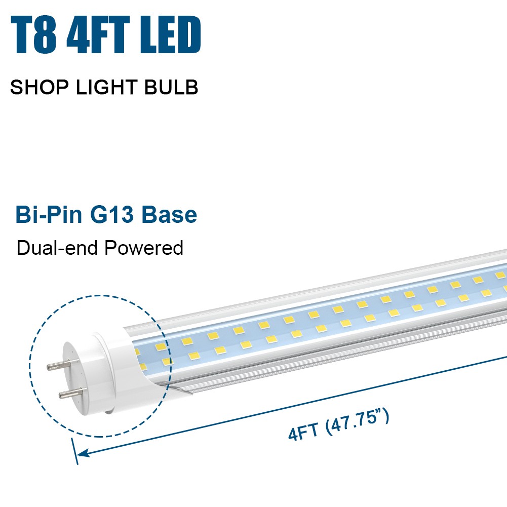 12 Pack Dual Row T8 4FT LED Tube Light Bulbs 28W G13 Bi-Pin 6500K LED Shop Light gallery