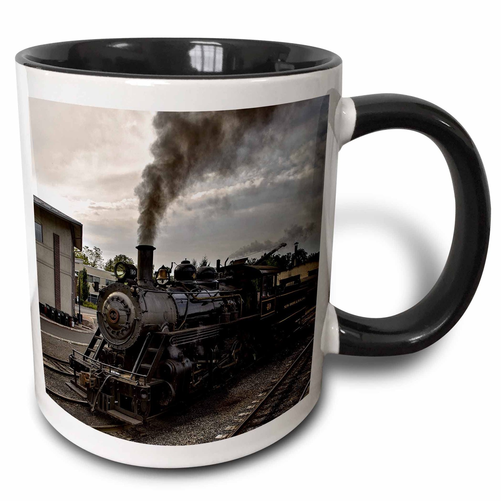 3dRose Steam Engine Photo Two-Tone Black Mug 11oz Train Lover Gift Collectible gallery