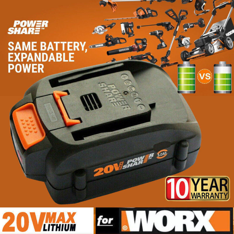 8.0AH For WORX WA3575 20V MAX Extend Lithium Battery 20 Volt WA3520 WA3525 WG155 gallery