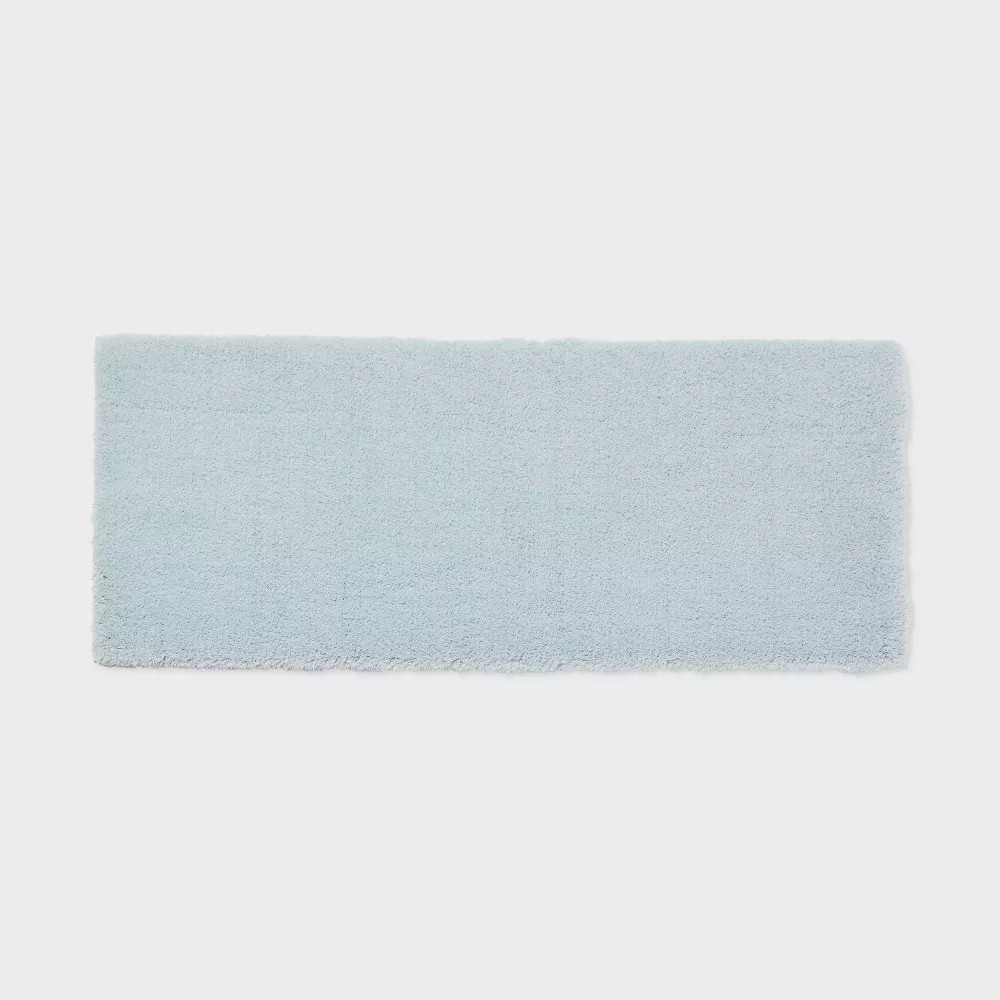 24"x60" Spa Plush Bath Rug Light Blue - Threshold: Machine Washable, Tufted gallery