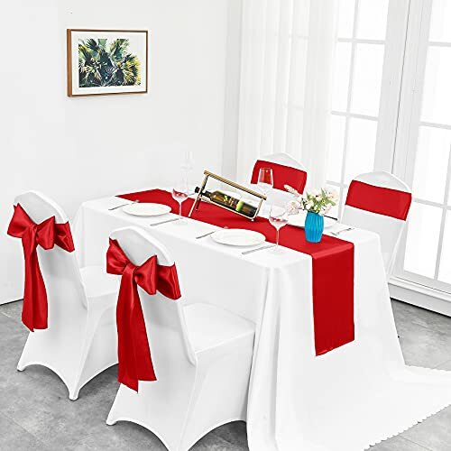 10-Pack Red Satin Table Runner 12 x 108 Inch Long Bright and Smooth Silk Fabr... gallery