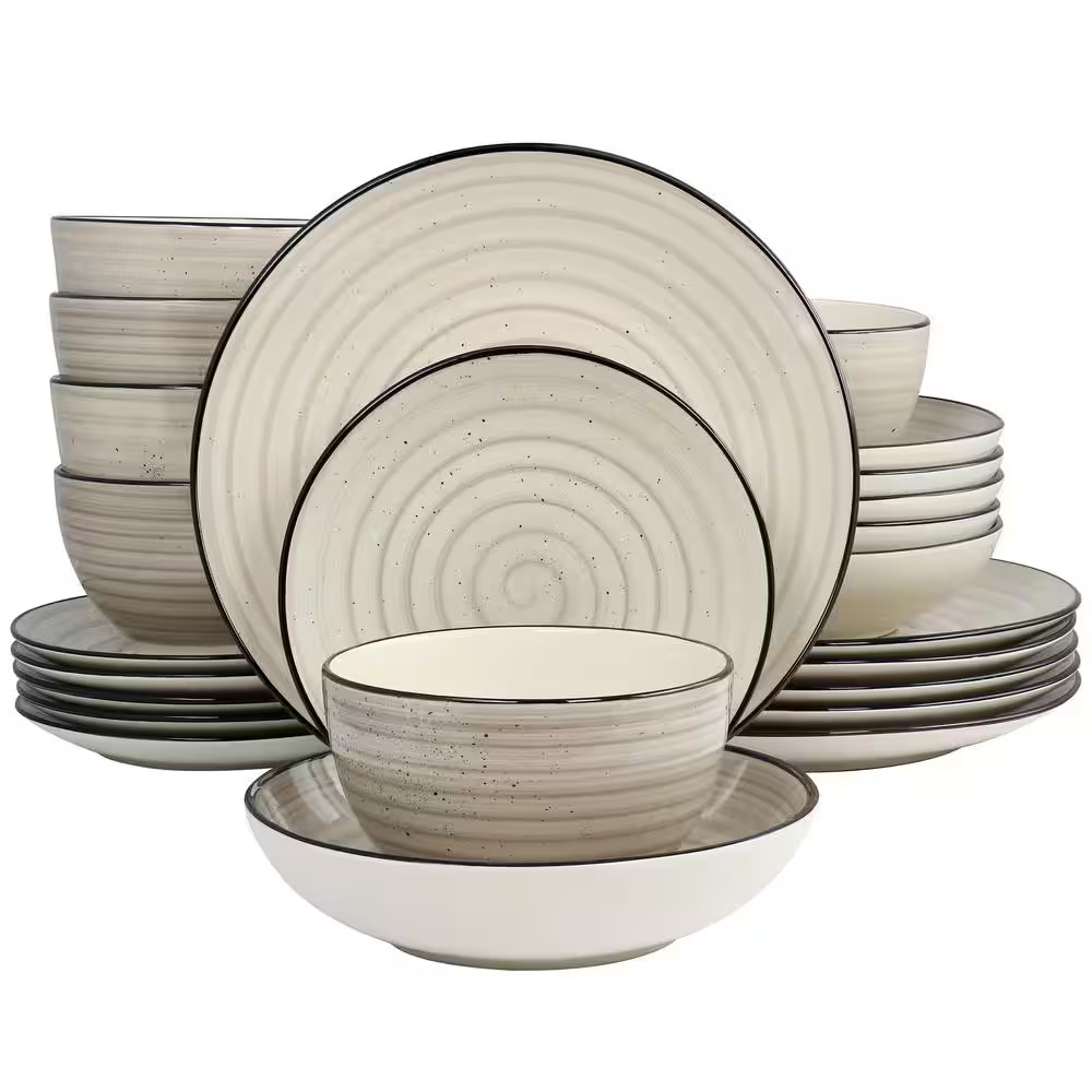 Gia 24 Piece Stoneware Dinnerware Set in Cream gallery