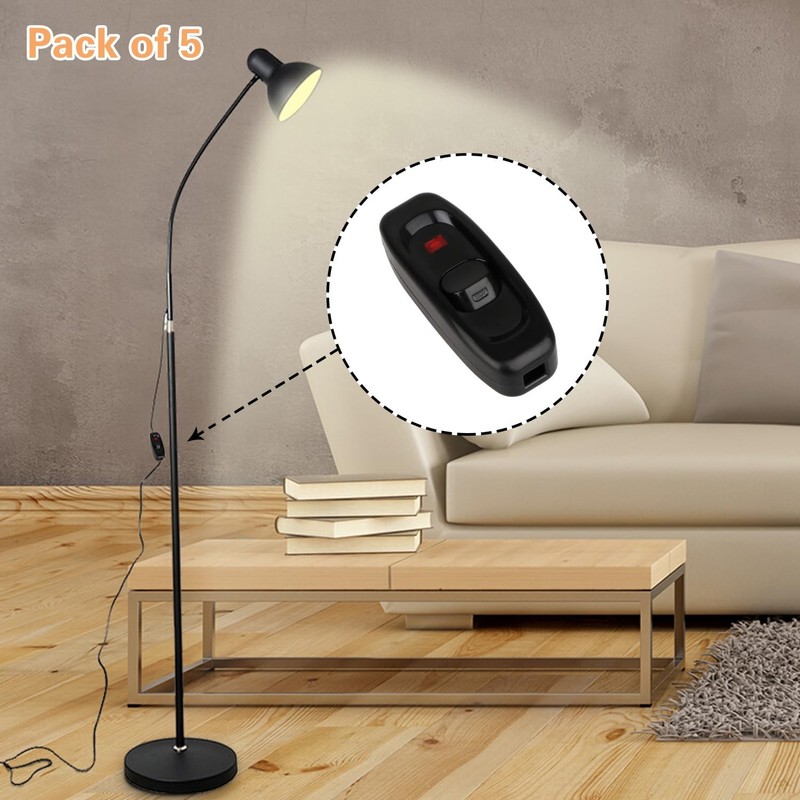5 Pcs Inline Switch, Cord Appliance Black Switch, Button ON OFF for Lamp, 10A... gallery