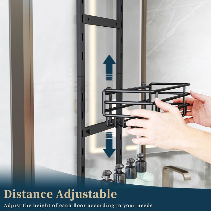 Adjustable 5-Tier Over the Door Pantry Organizer Spice Rack Narrow Hanging Shelf gallery