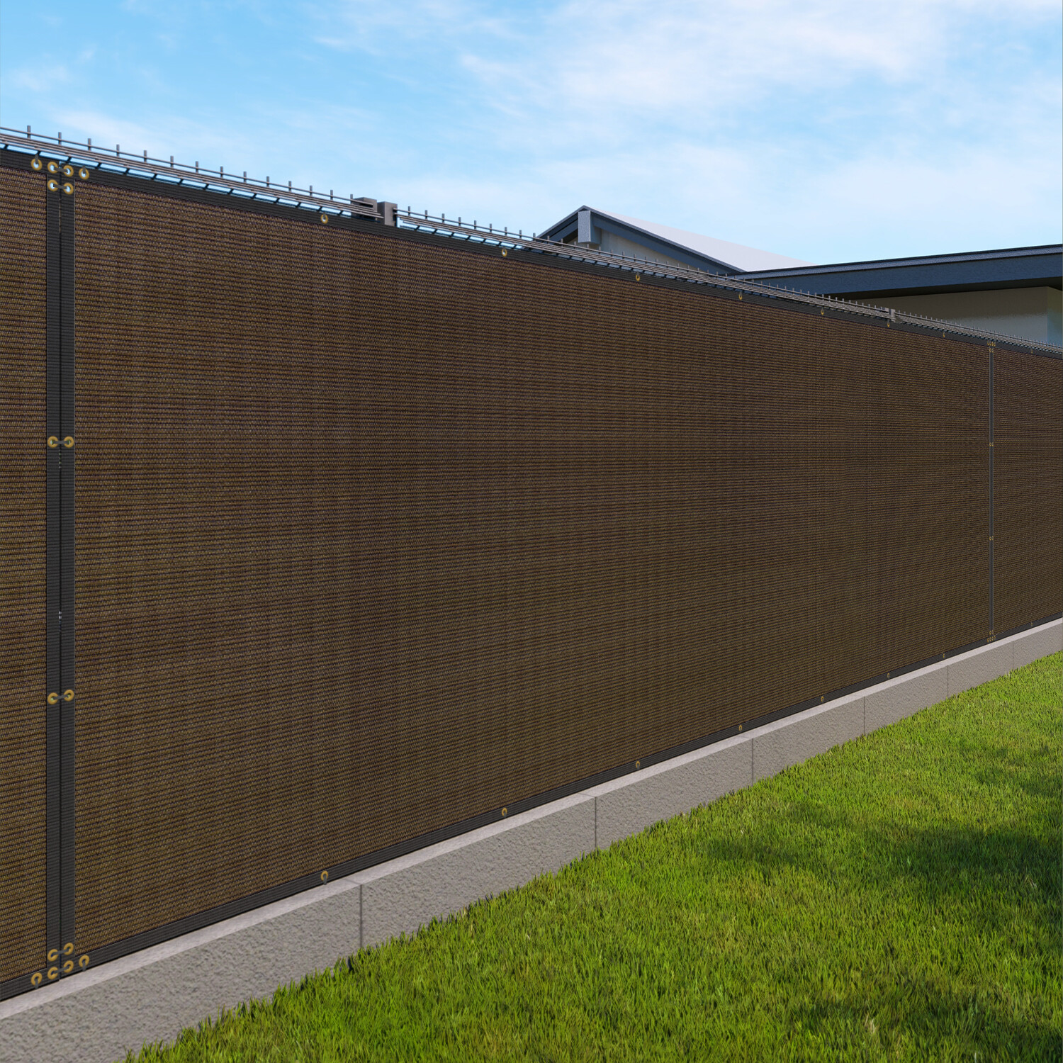 7FT brown Fence Privacy Screen Commercial 95% Blockage Mesh Fabric w/Gromment gallery