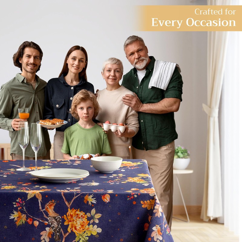 Table Cloth Rectangle Table 100% Cotton 60 x 90 Inches Fall Tablecloth Reusab... gallery