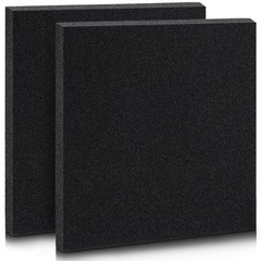 2 PCS Black Foam Pad Cuttable Polyurethane Sheet High Density 12x12x0.25 Inch