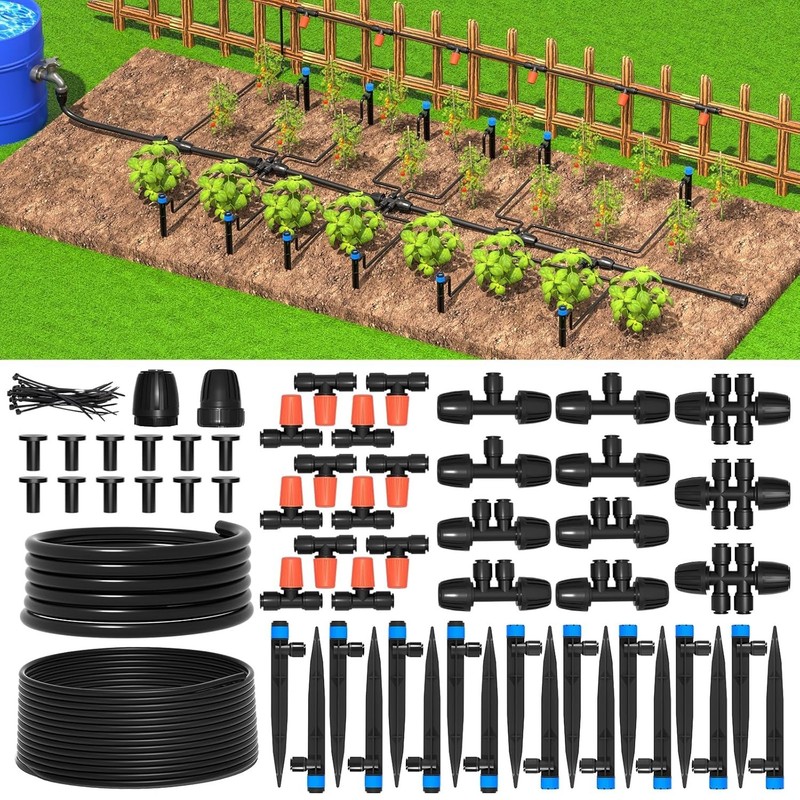 Upgraded Drip Irrigation Kit: Automatic Watering with 26ft Main Tube & 75ft Hose gallery