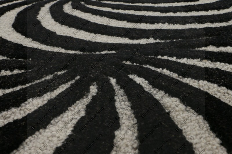 Wide Runner Optical Pattern 3'0''x12'0'' ft Handmade Tufted 100% wool Area Rugs gallery