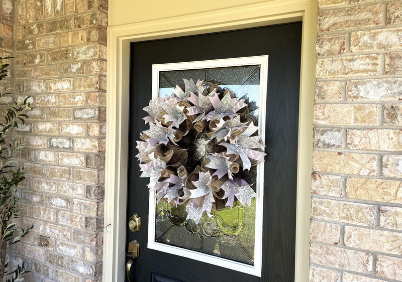 Lavender Dragonfly Spring Summer Fall Deco Mesh Wreath, Farmhouse Cottage Decor gallery