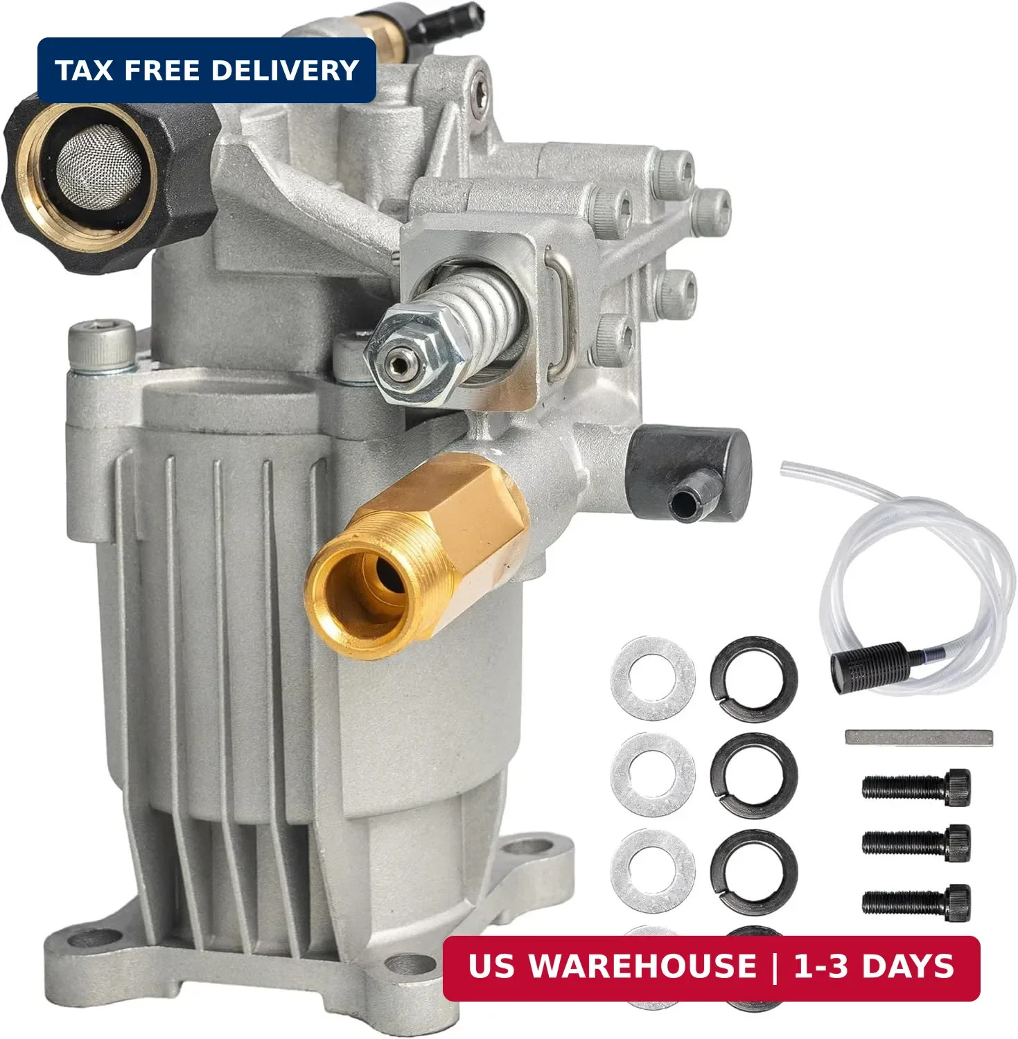 Hourleey 3/4" Shaft Horizontal Pressure Washer Pump, 3400PSI 2.5GPM, Replacement gallery