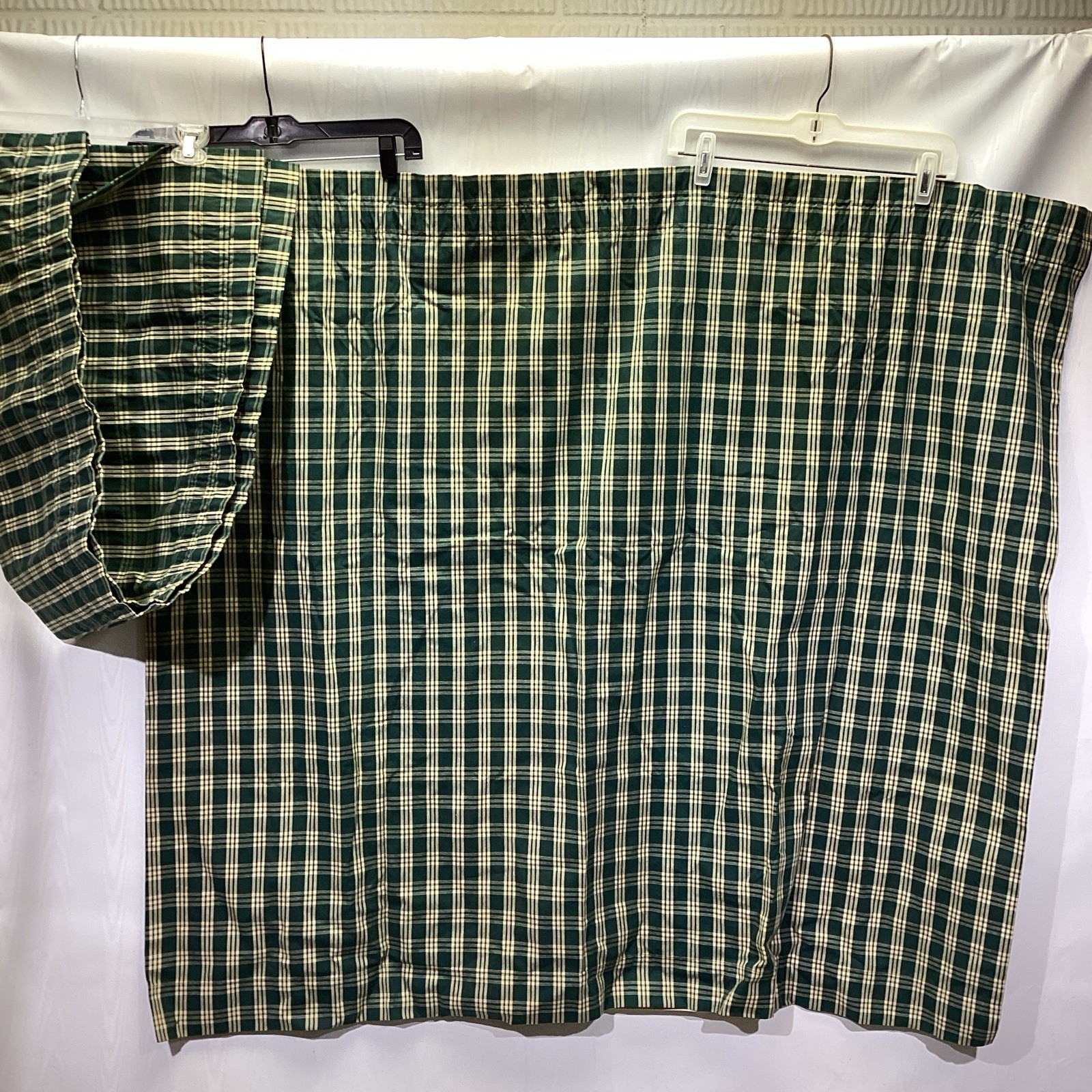 Green Sturbridge Plaid Valance & Curtain 68"W by 14"L Country Lined 48W 44L gallery