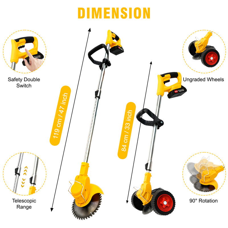 Electric Cordless Grass String Trimmer Lawn Edger Weed Wacker Cutter + 2 Battery gallery