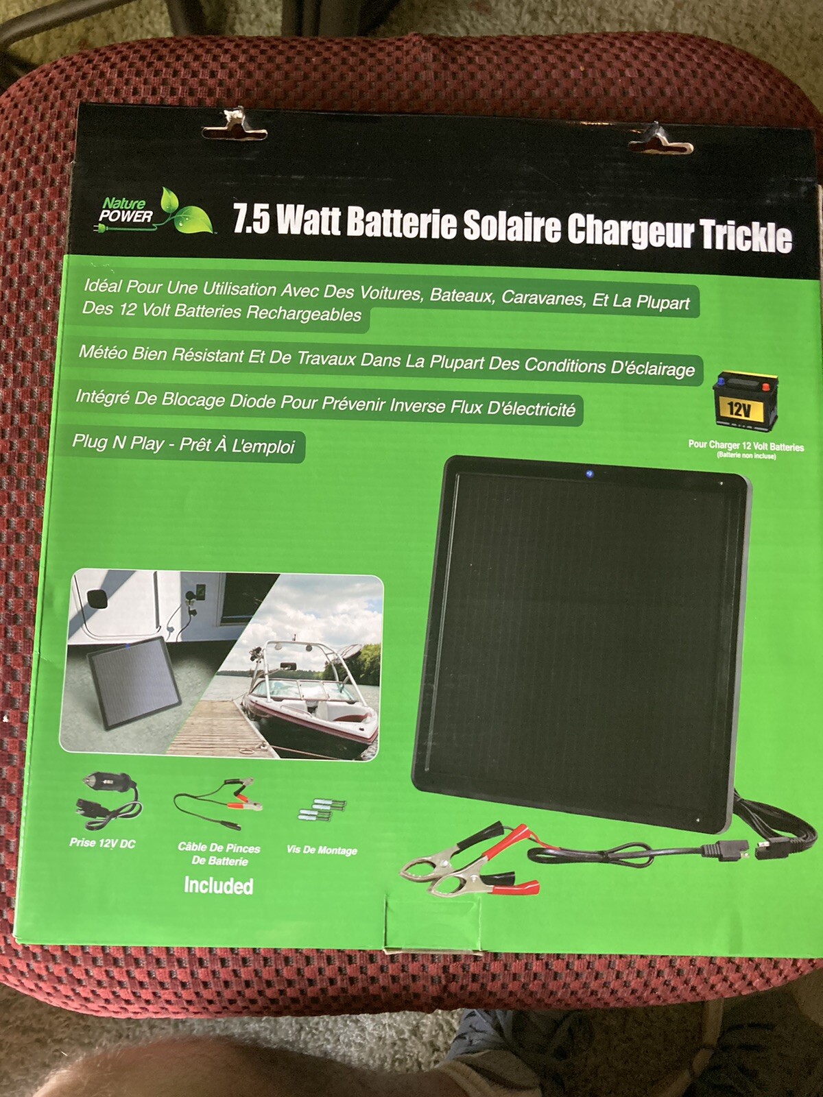 7.5W Amorphous Solar Panel 12V Battery Trickle Charger Outdoor Power Supply P-21 gallery