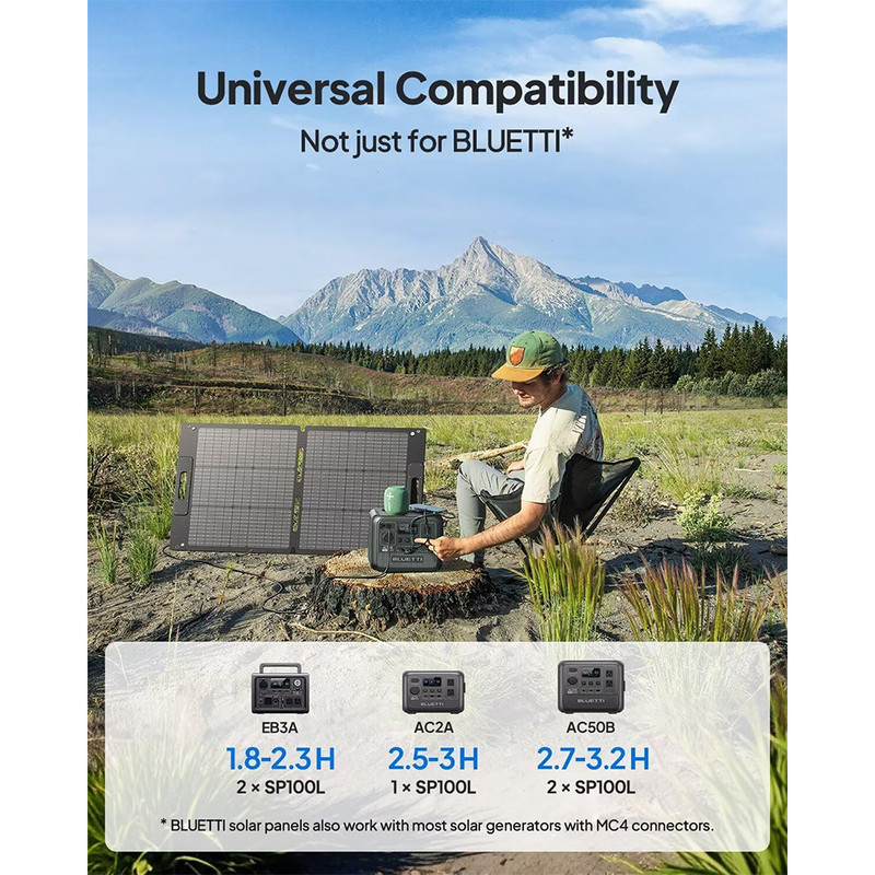 BLUETTI 100W Solar Panel Foldable Portable for Power Station for Camping Trip gallery