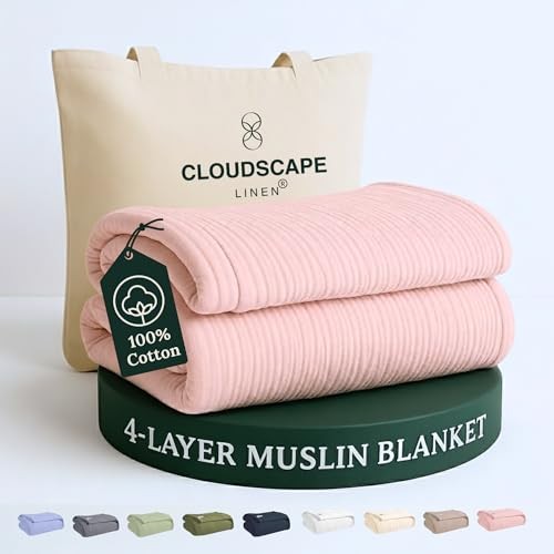 Cloud Scape Linen 4 Layer Oversized KING / CALIKING (92"x108") Seashell Pink gallery
