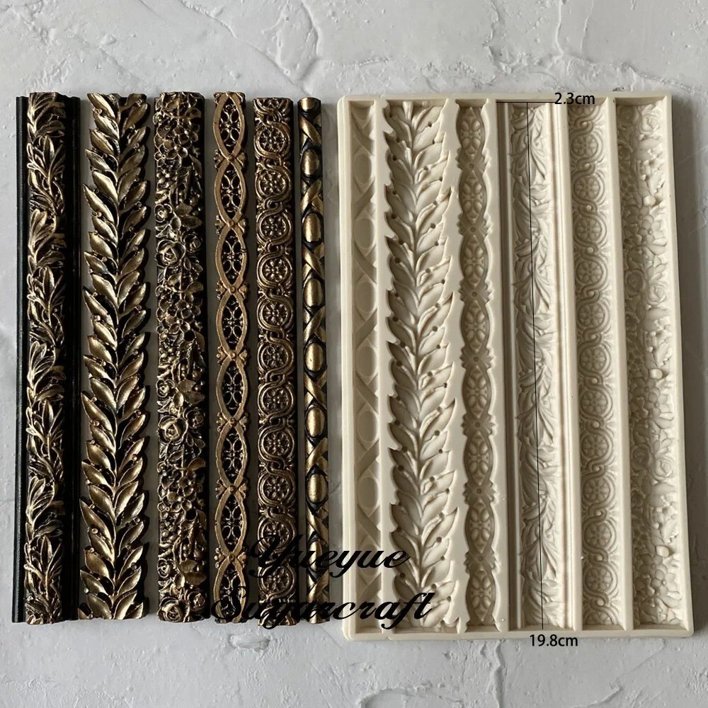 Border Relief Silicone Epoxy Baroque Scroll Silicone Mold Fondant Sugarcraft gallery